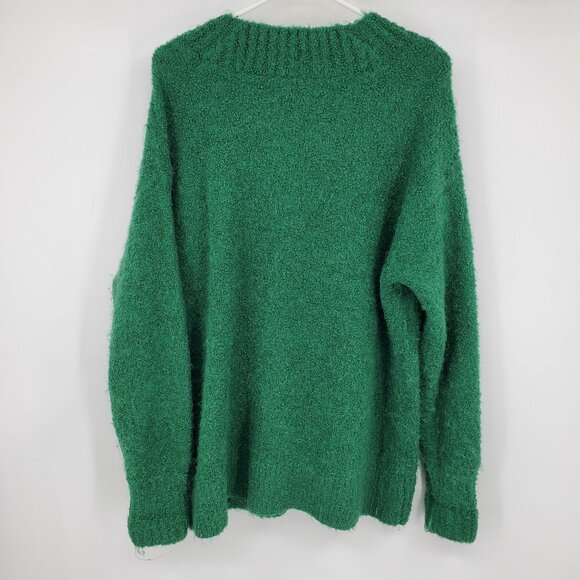 Aerie Off Duty Fuzzy Dark Green V Neck Long Sleeved Pullover Sweater Shirt Small - Picture 2 of 9